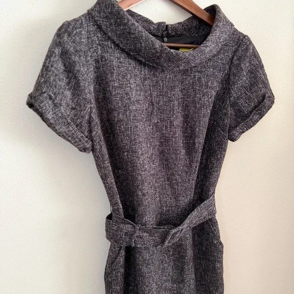 Banana Republic Brown Tweed Belted Sheath Dress Size 10 - Picture 3 of 10